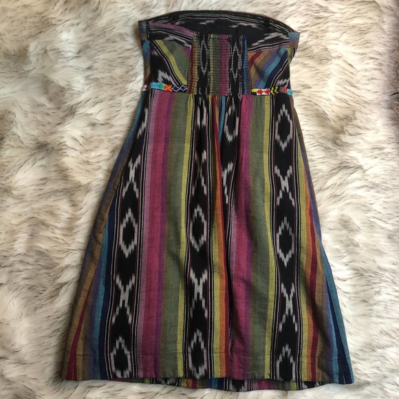 Anthropologie Edme & Esyllte strapless rainbow striped dress size 0 - Picture 4 of 15